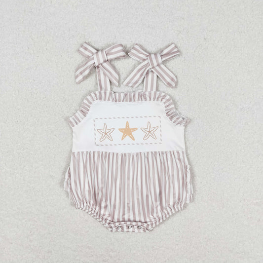 SR1488 Starfish striped lace vest romper high quality official romper for girls