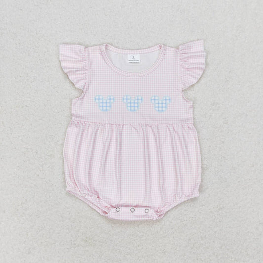 SR1533 Mickey pink checked tank top onesie