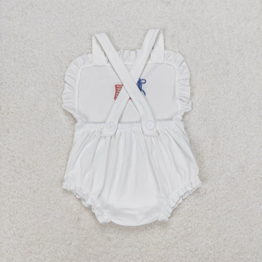 SR1548 4th of July Embroidered Flag Ruffle Sleeveless Girls Bubble Romper RTS 202509