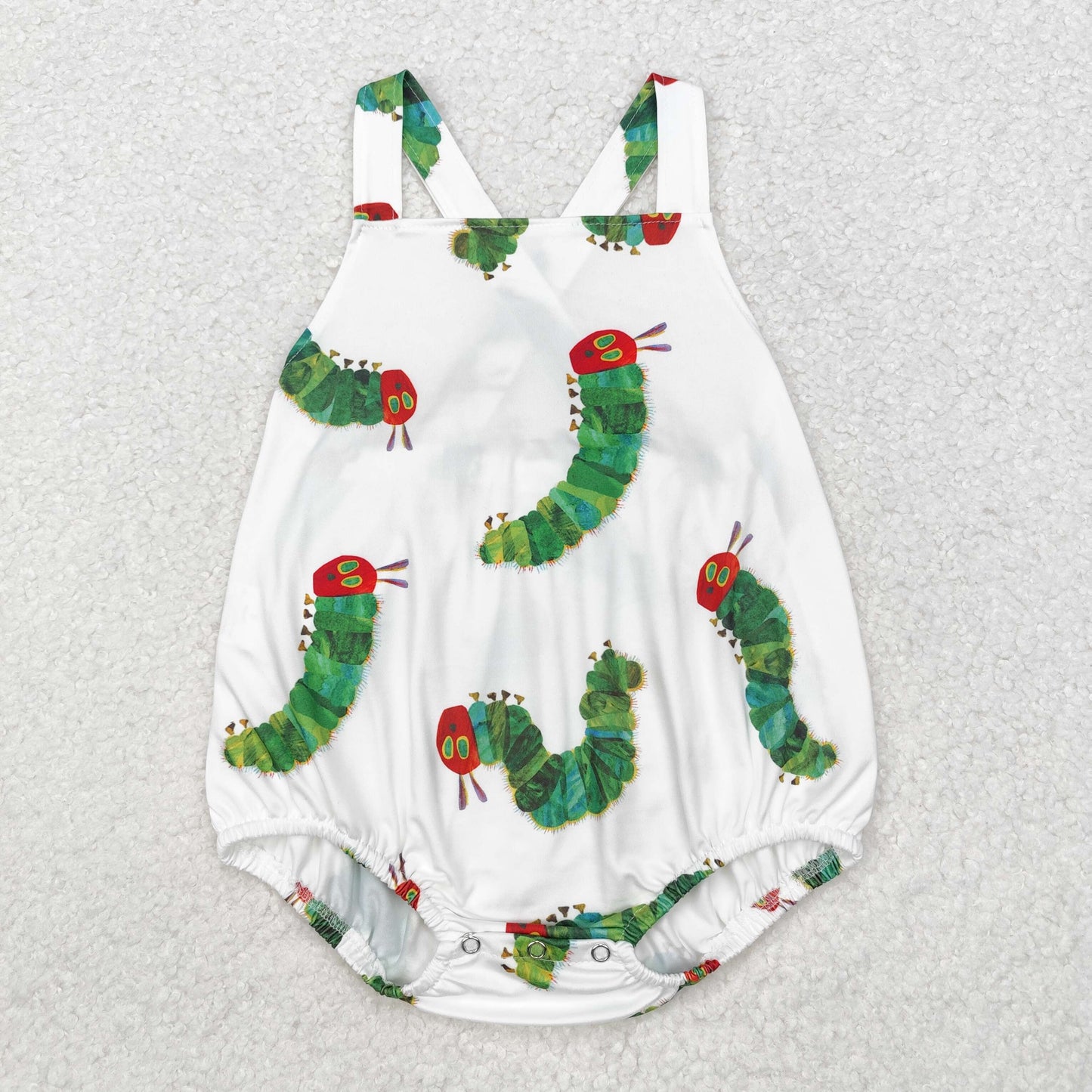 SR1608 Boy cartoon Caterpillar white vest onesie high quality wholesale