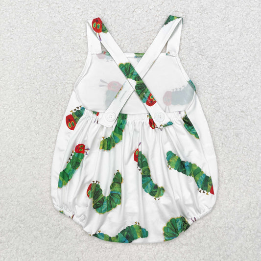 SR1608 Boy cartoon Caterpillar white vest onesie high quality wholesale