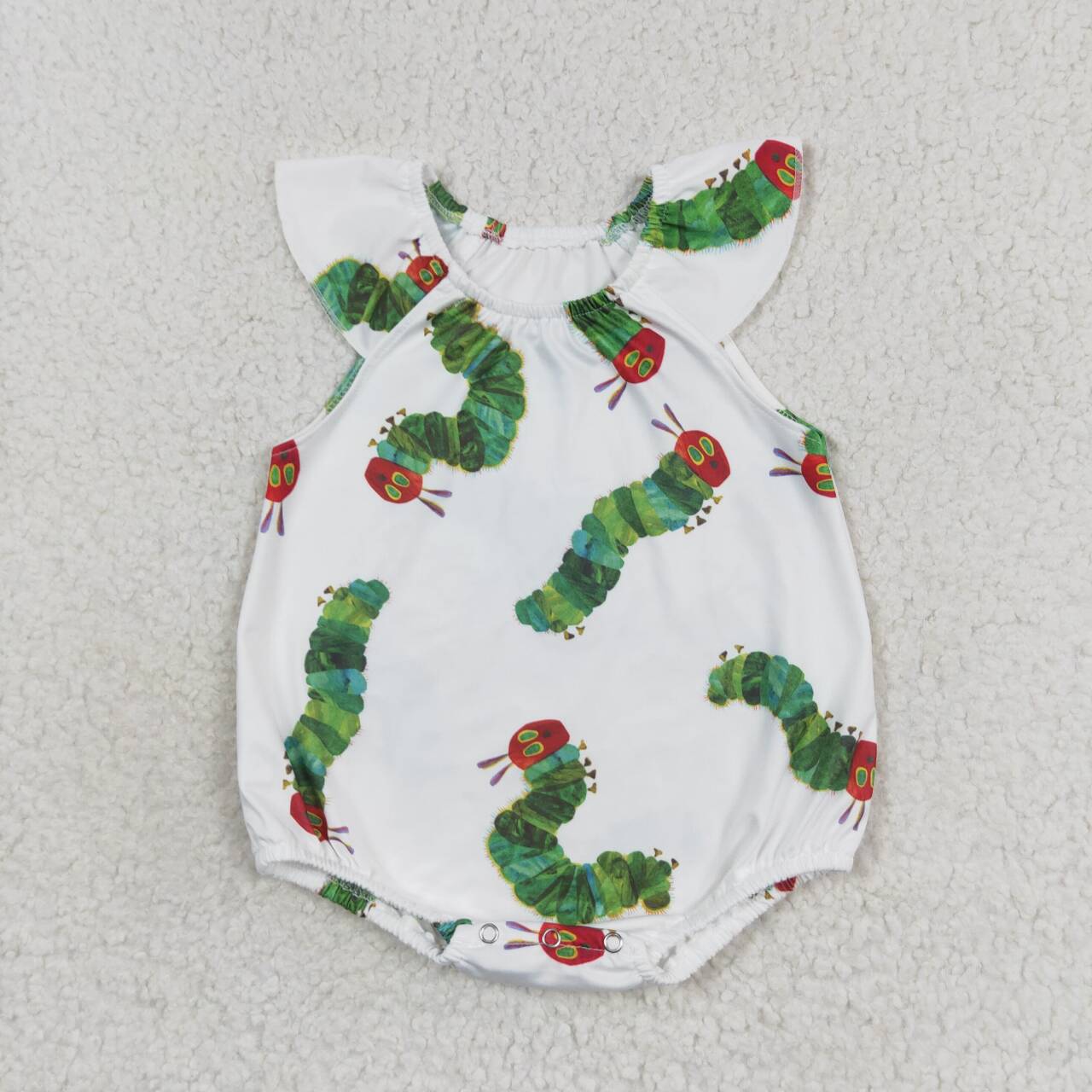 SR1610 Girls cartoon Caterpillar white romper top quality baby rompers wholesale