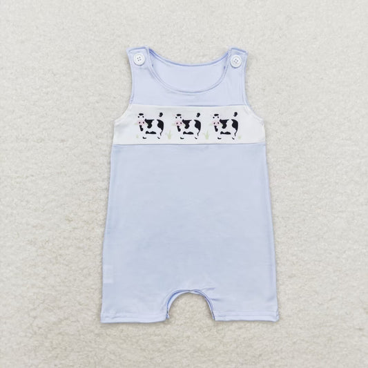 SR1695 RTS Cow blue sleeveless onesie