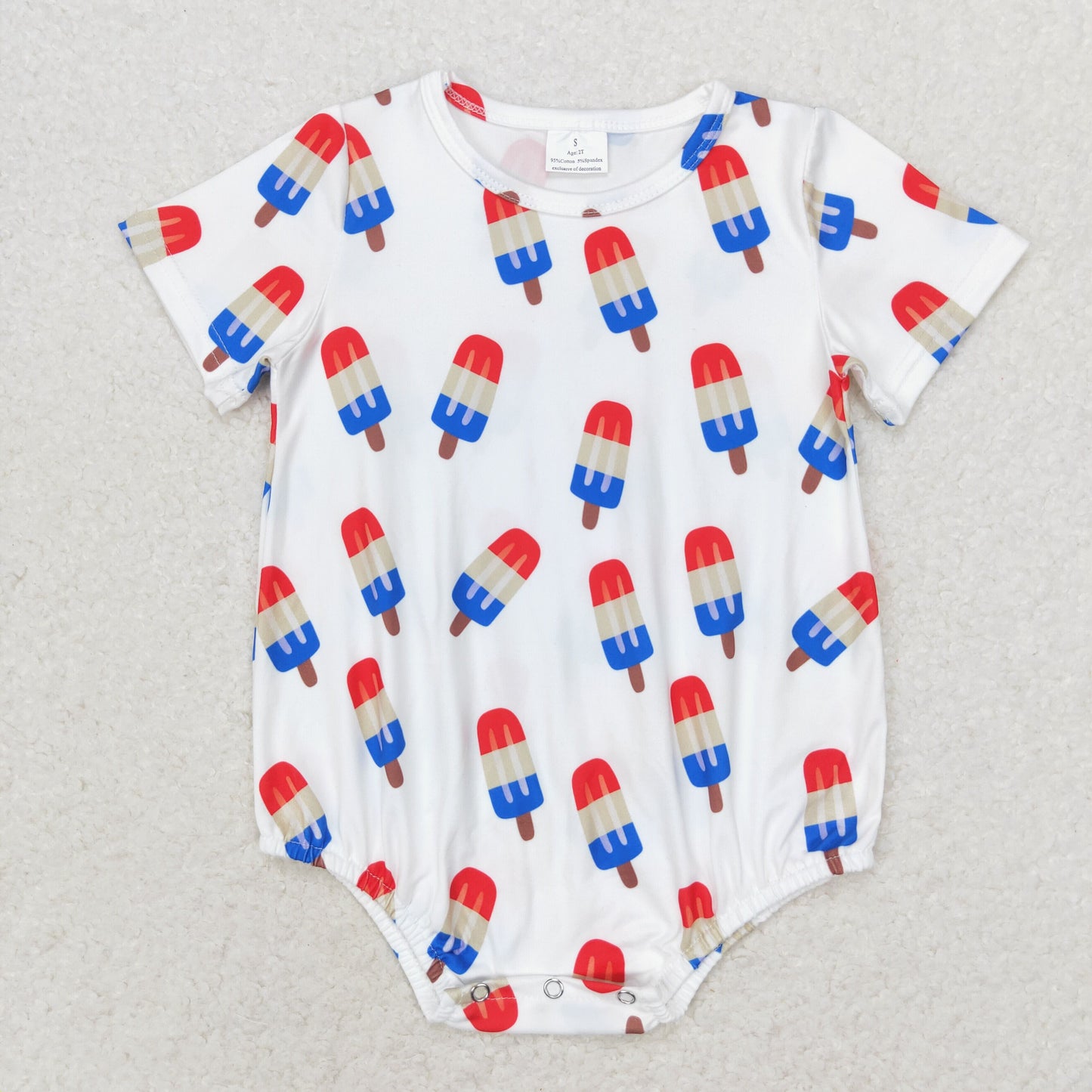 SR1736 National Day Popsicle ice cream short sleeve romper high quality baby romper girl