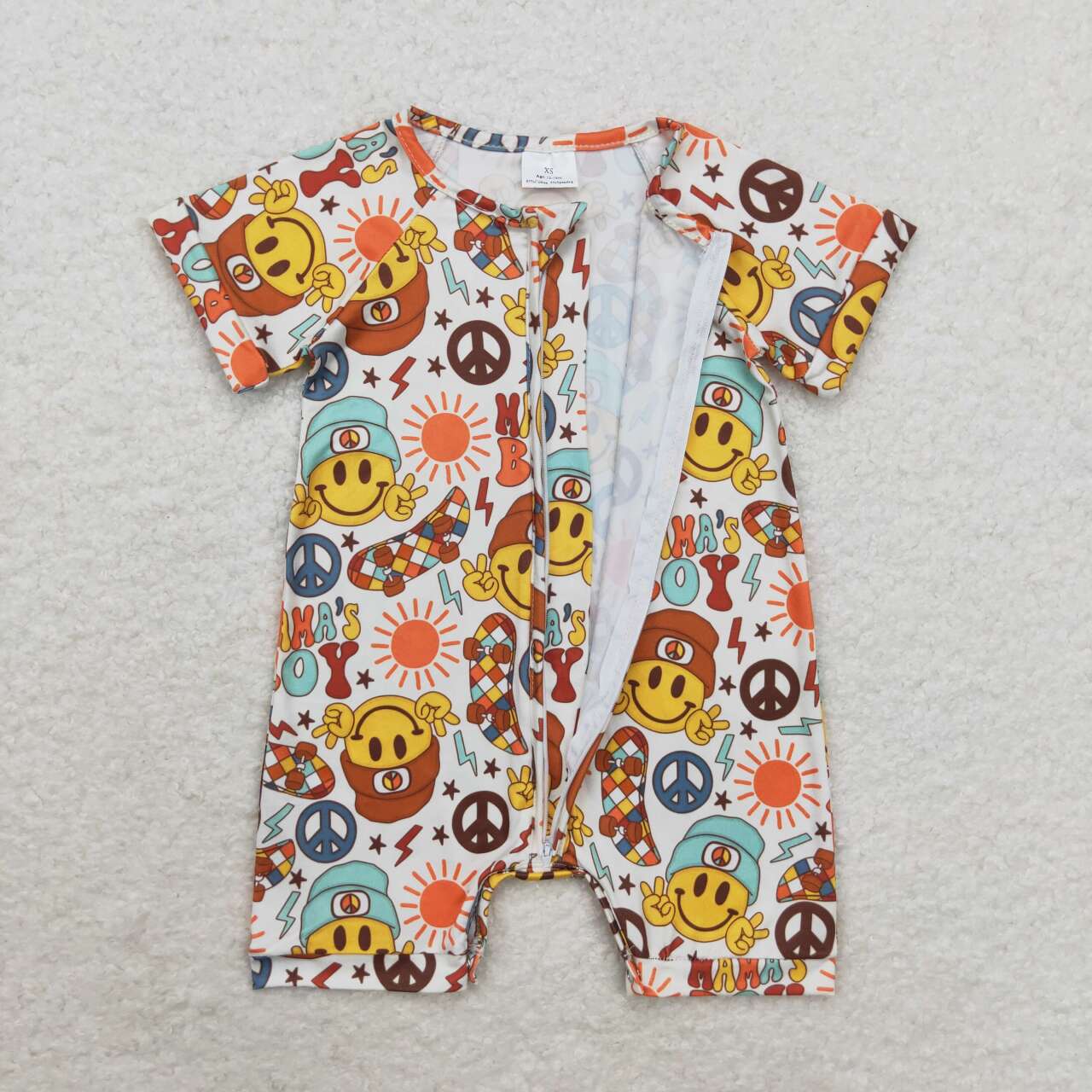 SR1776 mama's boy Smiley sunskate zipper short-sleeved onesie