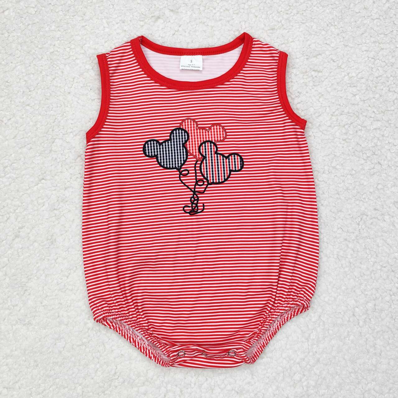 SR1844 NO MOQ Mickey Balloon red striped tank top onesie