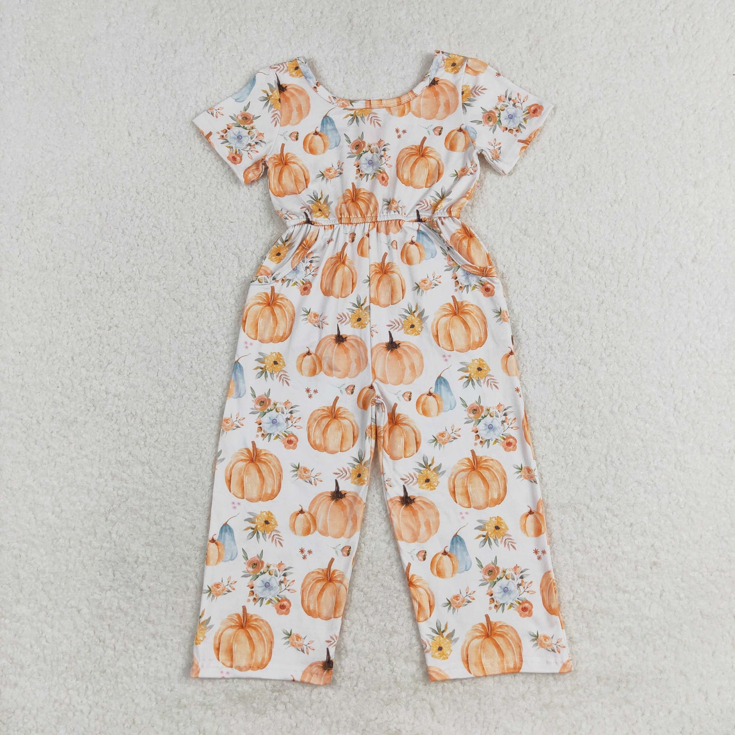 SR1880 RTS pumpkin flower short sleeve onesie