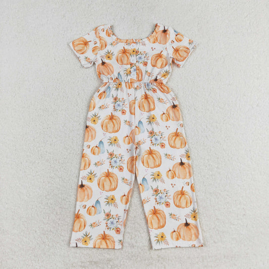 SR1880 RTS pumpkin flower short sleeve onesie