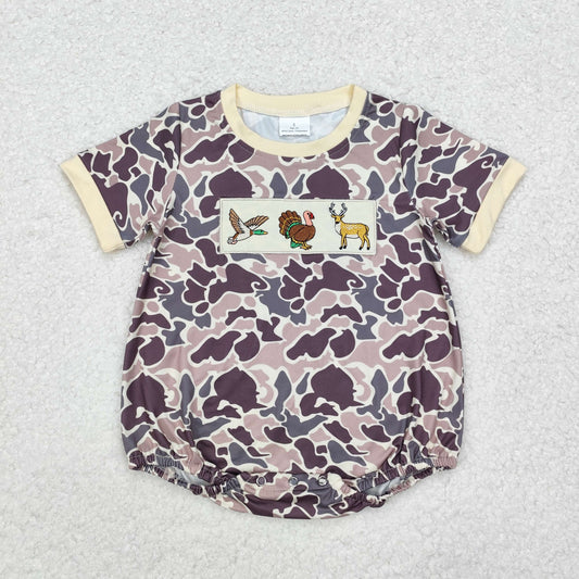 SR1902 Embroidery Duck Turkey deer camouflage short sleeve vest onesie high quality wholesale