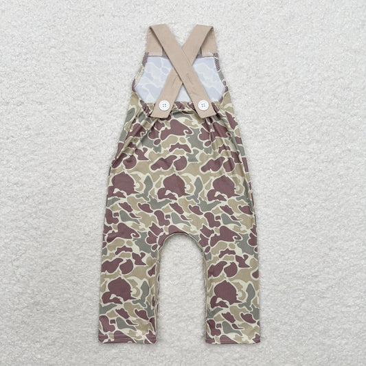 SR1913 Embroidered deer head pocket camo sleeveless onesie