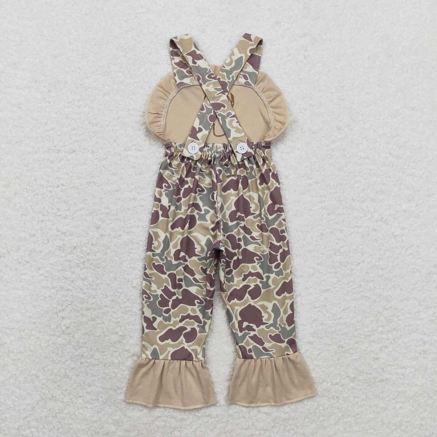 SR1914 Embroidered deer head lace camo sleeveless suspenders jumpsuit