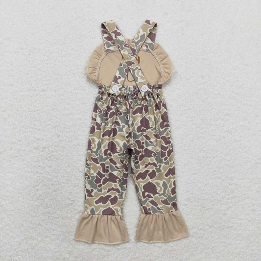 SR1914 Embroidered deer head lace camo sleeveless suspenders jumpsuit