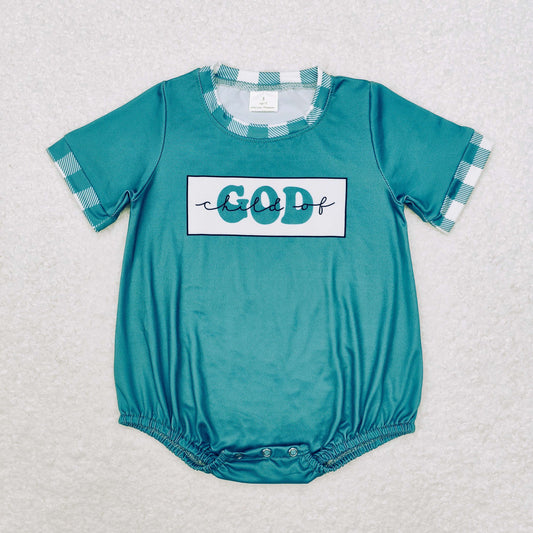 SR1942 child of god green short-sleeved onesie