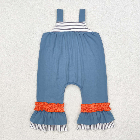 SR1952 Embroidered Thanksgiving Turkey Sleeveless Girls Overalls Jumpsuits RTS 202509