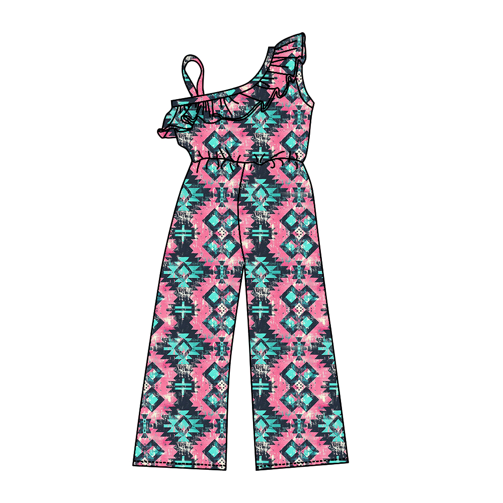 Preorder SR1976 Geometric pink halter jumpsuit