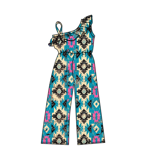 Preorder SR1977 Geometric blue halter jumpsuit