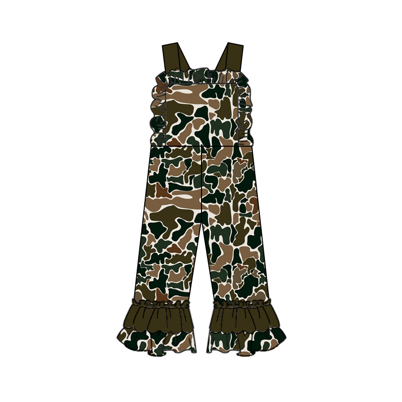 Preorder SR1987 Camo beige lace strap jumpsuit