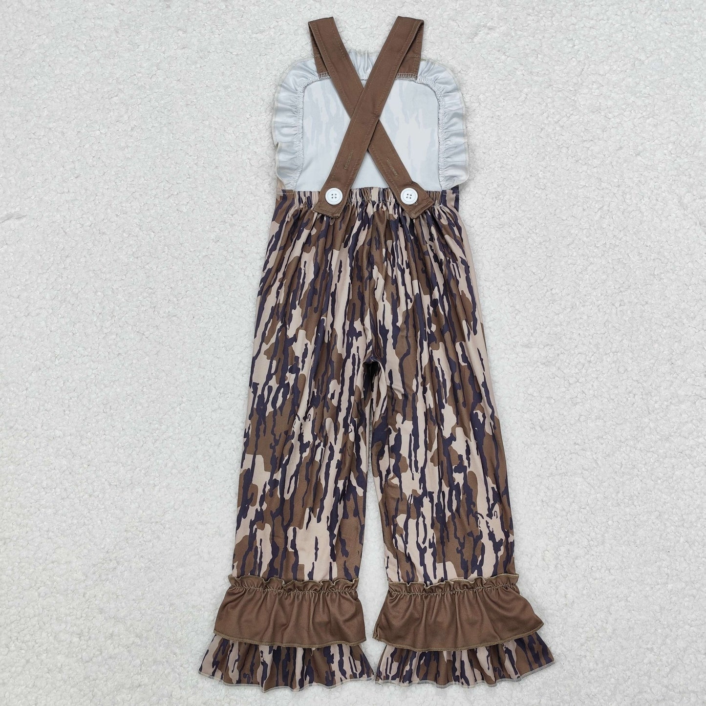 SR1989 Army Green Camouflage Ruffle Sleeveless Girls Overalls Jumpsuits RTS 202512