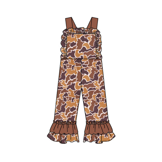 Preorder SR1991 Camo yellow-brown lace strap jumpsuit