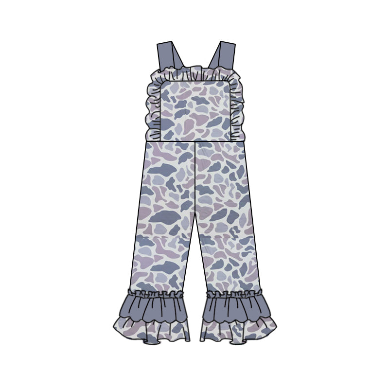 Preorder SR1993 Camo grey blue lace strap jumpsuit