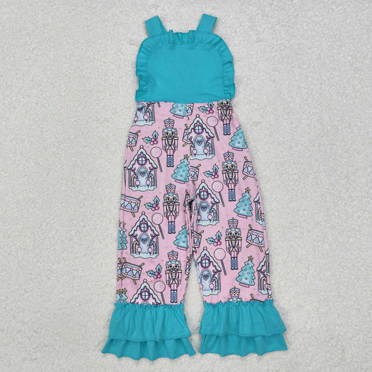 SR2009  Christmas Nutcracker Blue Ruffle Girls Overalls Jumpsuits RTS 202509