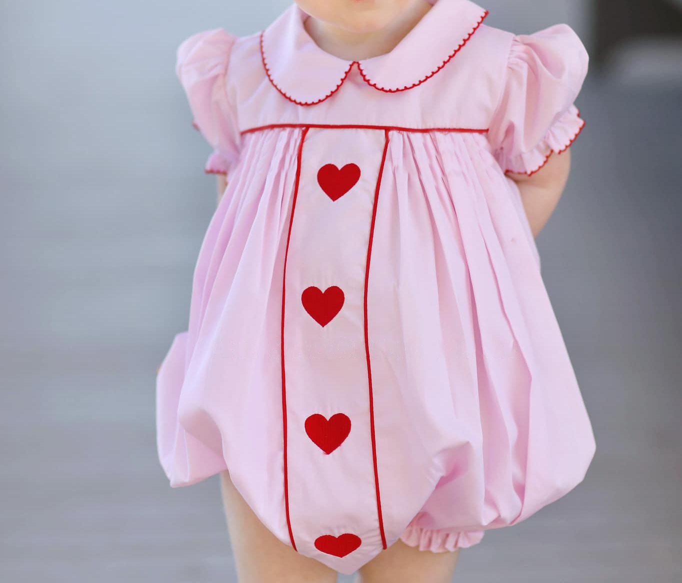 Preorder  SR2034 Red heart pink doll collar short-sleeved onesie