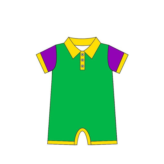 Preorder SR2036 Mardi Gras yellow-green-purple short-sleeved onesie