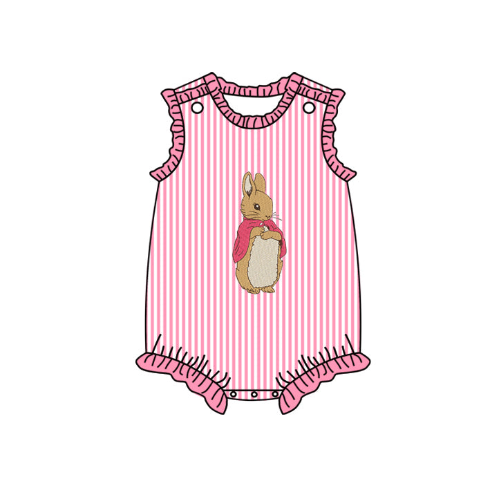 Preorder SR2041 Easter Bunny pink striped tank top onesie