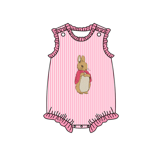 Preorder SR2041 Easter Bunny pink striped tank top onesie