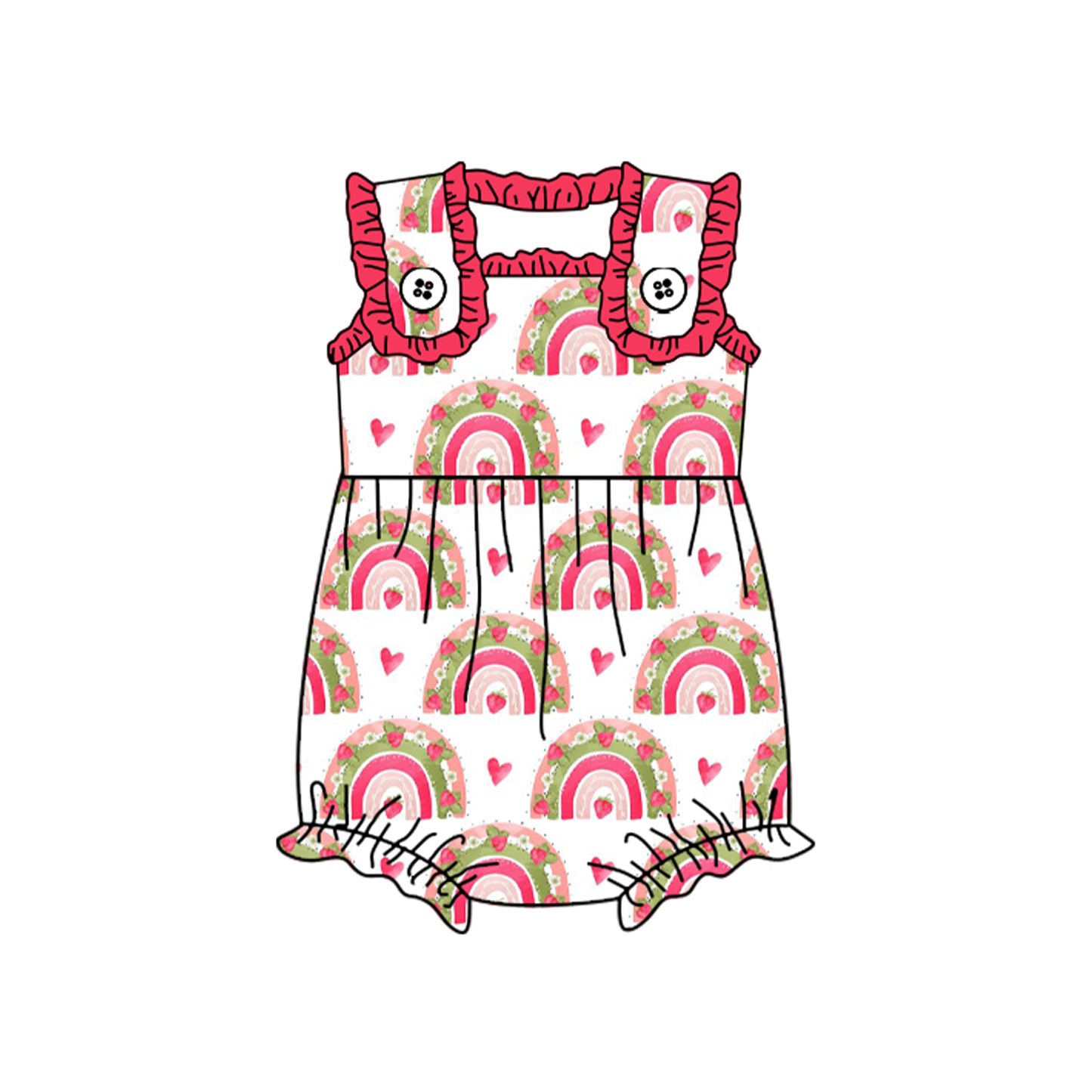 Preorder SR2048 Love flowers rainbow red lace vest onesie