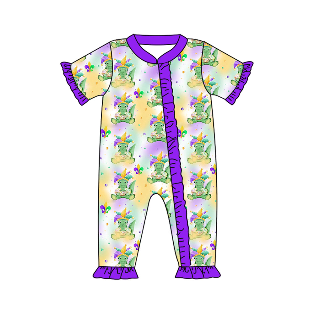 Preorder SR2068 Carnival Crocodile purple lace zipper short-sleeved onesie