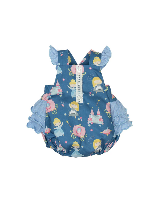 Preorder SR2072 Cartoon Princess Castle lace blue vest onesie