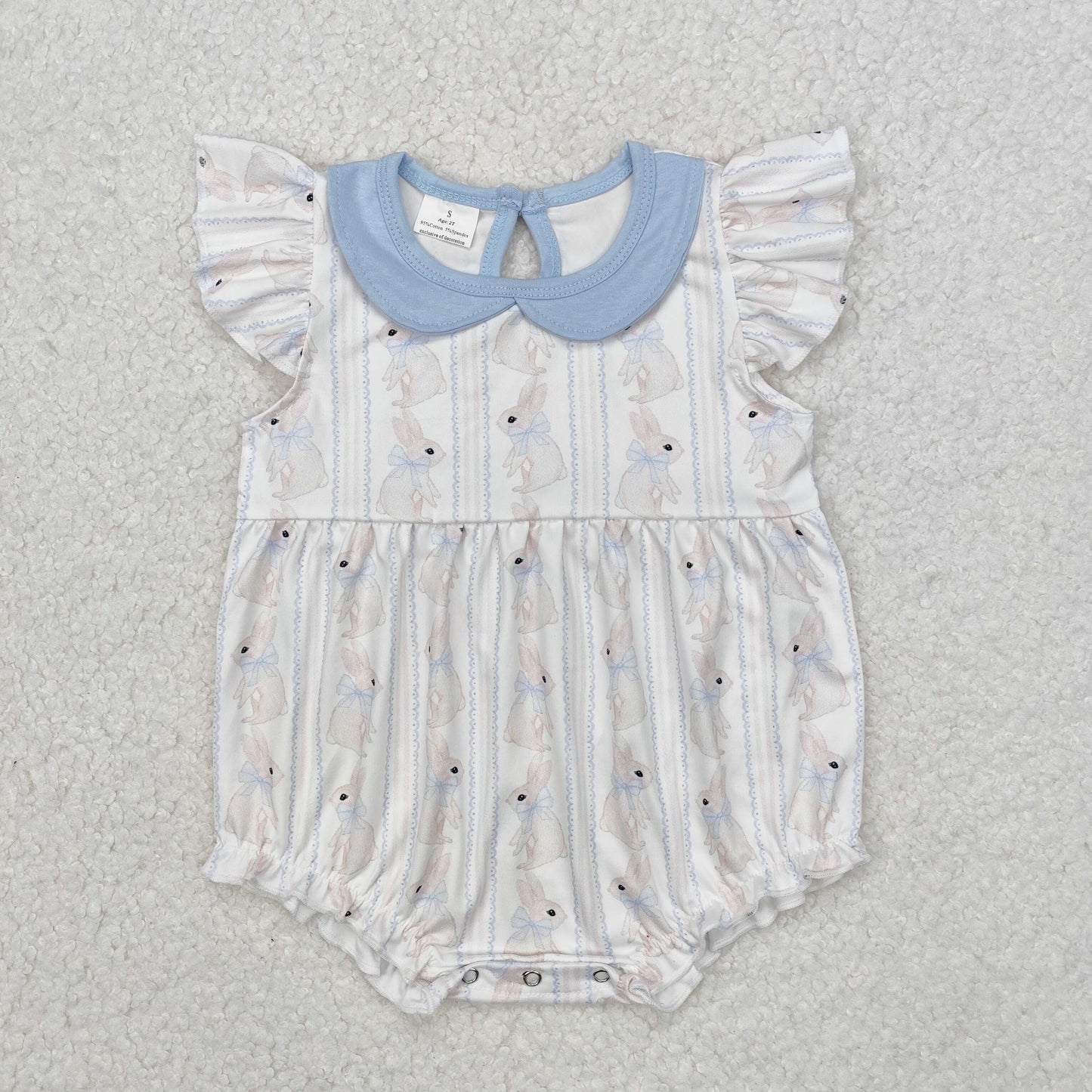 SR2132 Easter outfit sets baby girl boutique Romper Blue White clothing with Rabbits 202412RTS