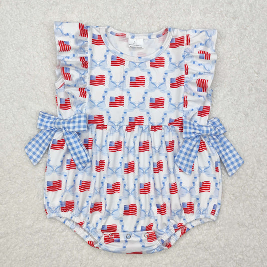 SR2353  National Day Boutique Outfit Blue Sleeveless Romper nightwear outfit RTS 202412