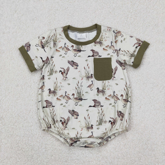 SR2413 Duck Hunting Clothes Green Short Sleeve Romper Boys Boutique Outfits 202503 RTS