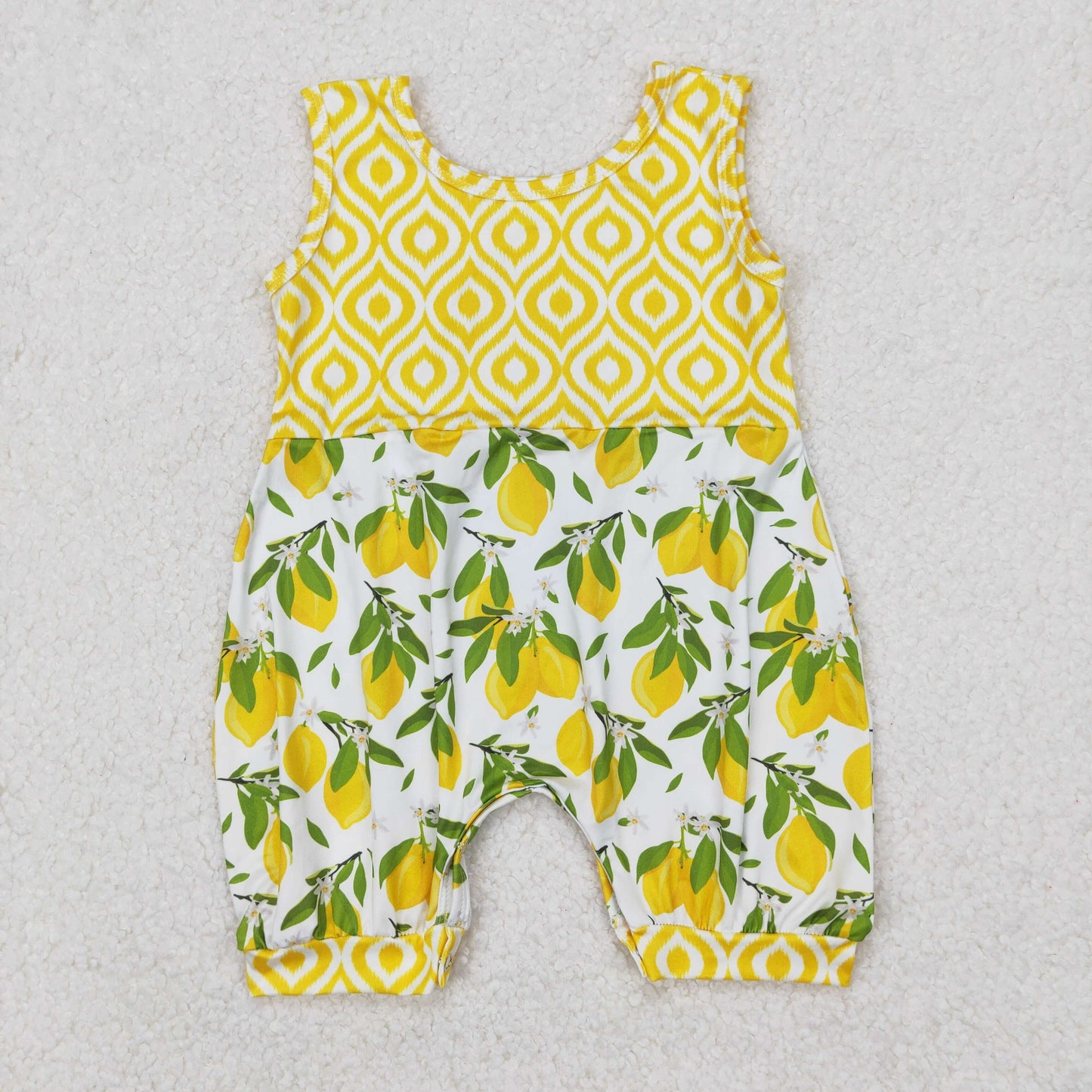 SR2676 Yellow Plaid Lemon Tree Sleeveless Romper Girls Boutique Outfits 202503 RTS
