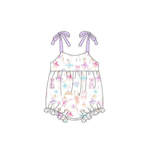 Preorder SR2741 purple dancing girls sleeveless romper baby girls Boutique Summer clothes  202502