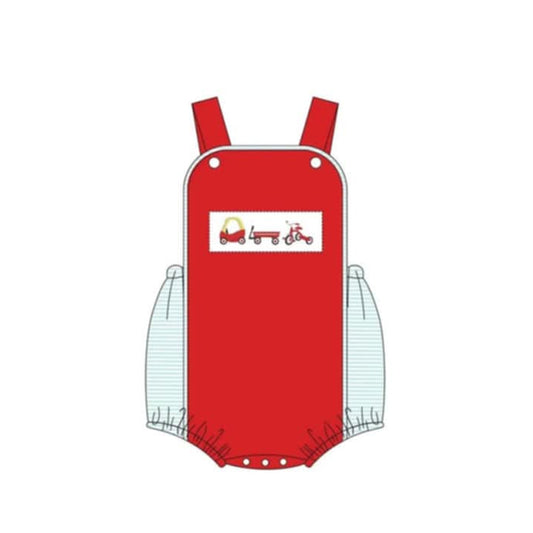 Preorder SR2849 Red Blue cars sleeveless romper Infant boy Boutique  outfit 202502