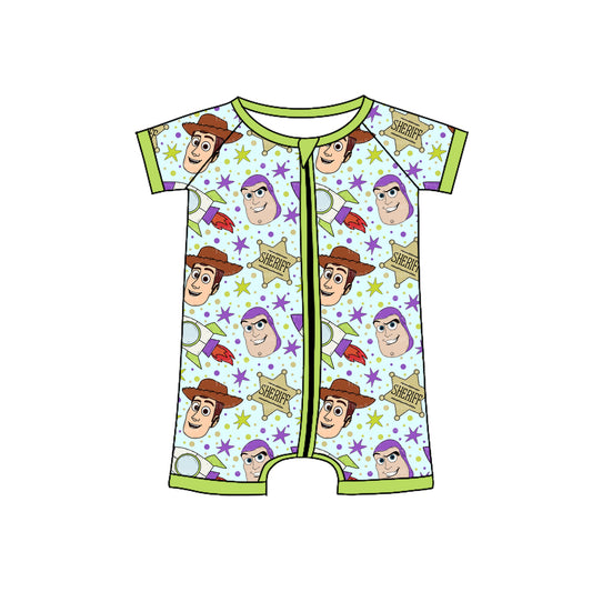 Preorder SR2851 Green Cartoon Toy Story zippy short sleeve romper Infant boy Boutique  outfit 202502