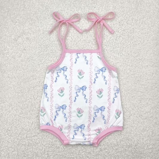 SR2858 Hot Pink bows striped sleeveless romper Girls Boutique  outfit 202505 RTS