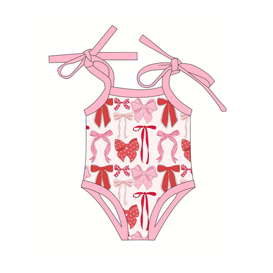 preorder SR2859 Hot Pink Red bows  sleeveless romper Girls Boutique  outfit 202502