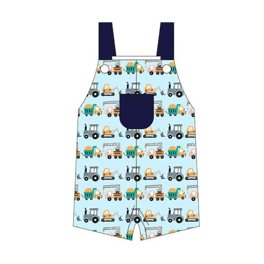 preorder SR2915 Blue Cars Sleeveless Romper Boys Boutique Outfits 202503