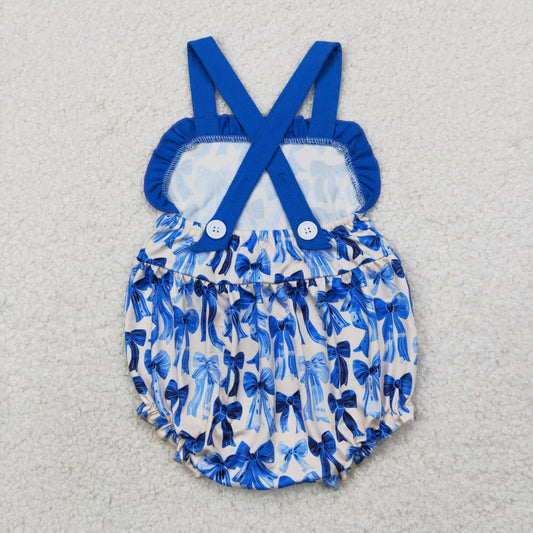 SR2919 Blue Bows Ruffle Sleeveless Romper Girls Boutique Outfits 202504 RTS
