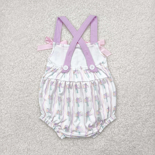 SR2961 Purple Pink Flower Bows Sleeveless Romper Baby Girls Boutique Summer Clothes  202504 RTS