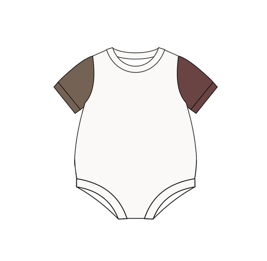 Preorder SR3018 Solid color contrast color rice green short sleeve romper baby girls boutique outfits 202503