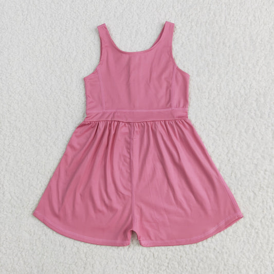 SR3024 Pure Dark Pink Sleeveless Romper Yoga Overall Jumpsuit Girls Boutique Clothes  202505 RTS