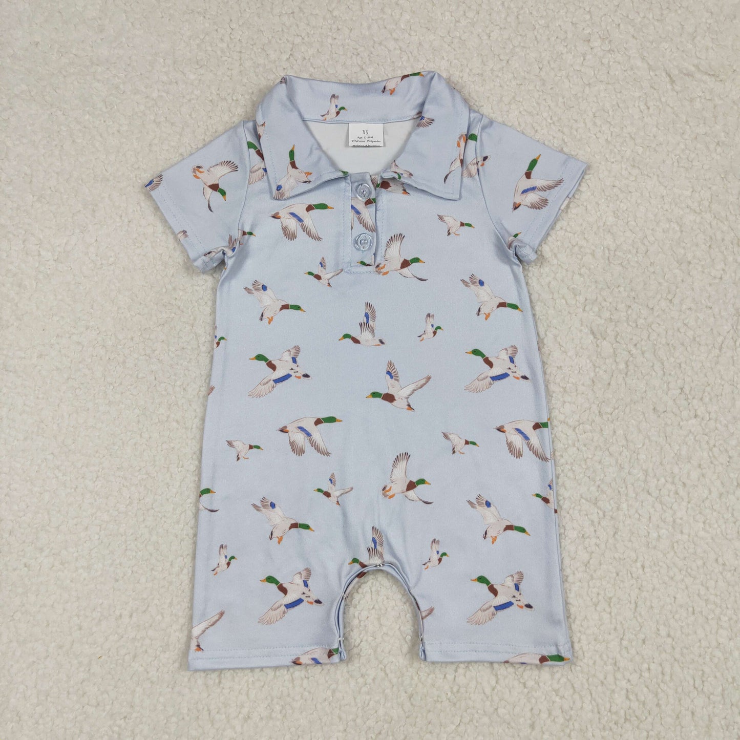 SR3032 Duck Hunting Clothes Grey Polo Short Sleeve Romper Baby Boys Boutique Outfits 202506 RTS