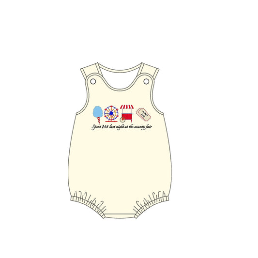 Preorder SR3038 Ferris Wheel Letter Beige Sleeveless Bubble Romper Baby Boys Boutique Outfits 202503