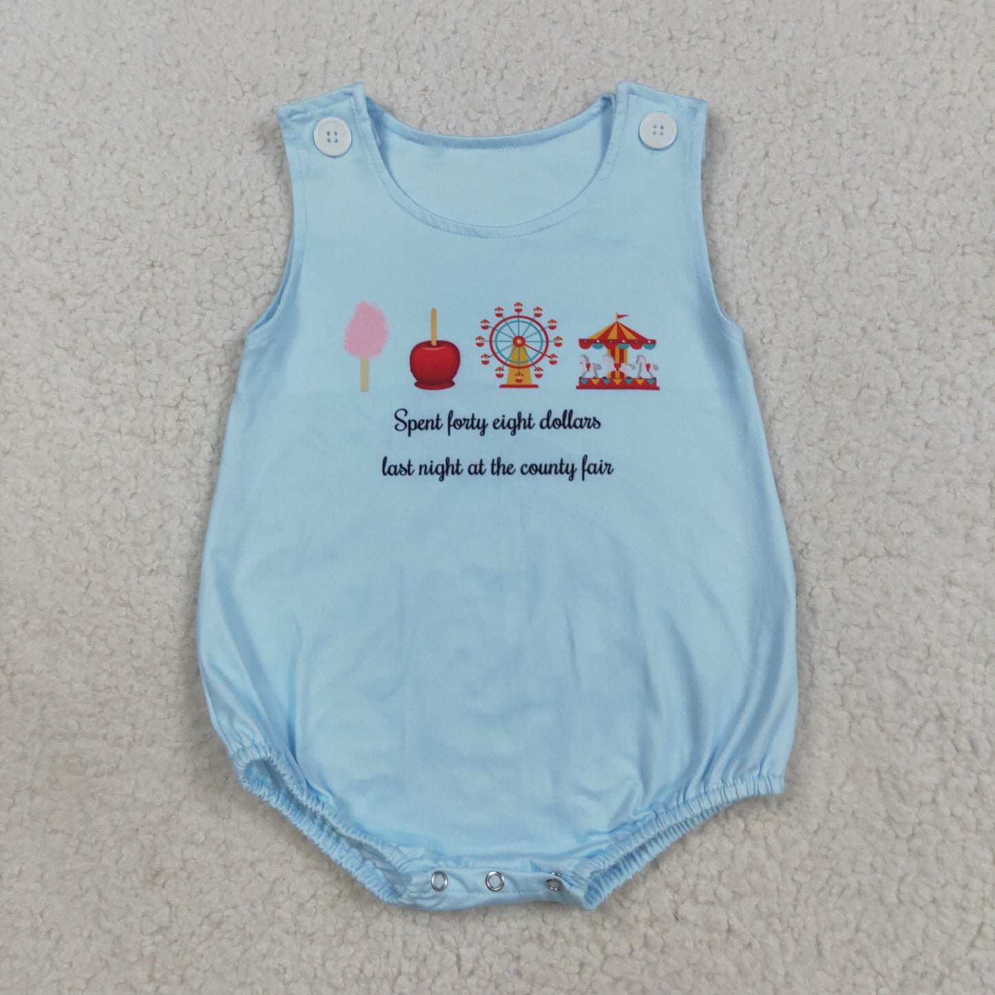 SR3056 Cotton Candy Ferris Wheel Blue Sleeveless Baby Boys  Romper 202508 RTS