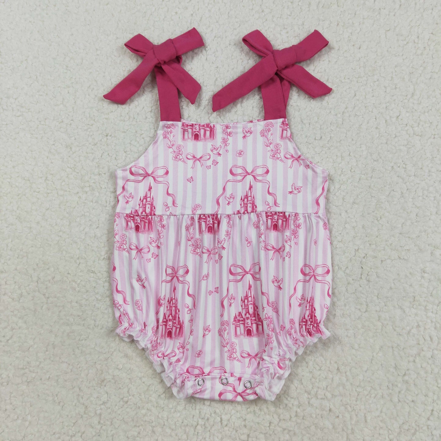 SR3077  Castle Princess Bow Sleeveless Baby Girl Bubble Romper 202508 RTS